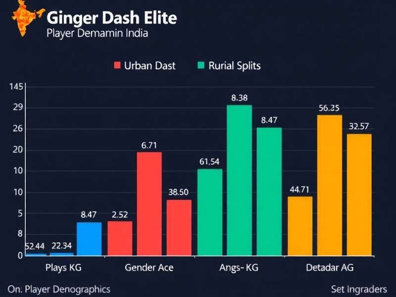 Ginger Dash Elite Player Demographics Player demographics chart for Ginger Dash Elite in India showing age, gender, and urban-rural split