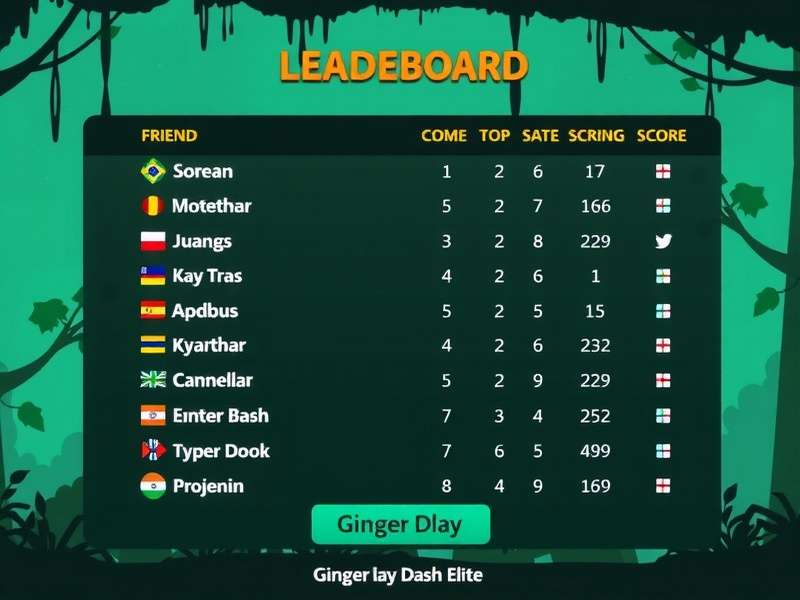 Ginger Dash Elite Friend Leaderboard Friend leaderboard in Ginger Dash Elite showing top scores from Indian players